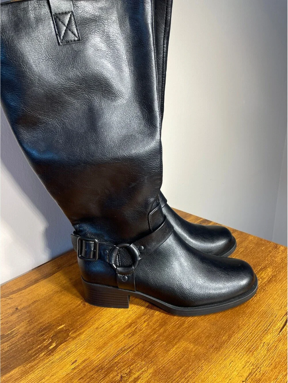 b.o.c. New Tall Black Harness Moto Boot MidCalf Biker Riding